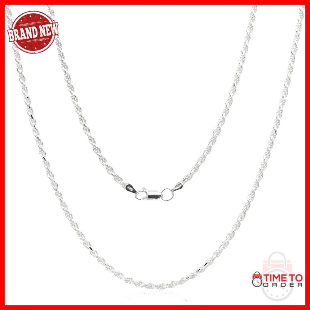 Sterling Silver Rope Chain Necklace 26 Inch Lobster Clasp Unisex